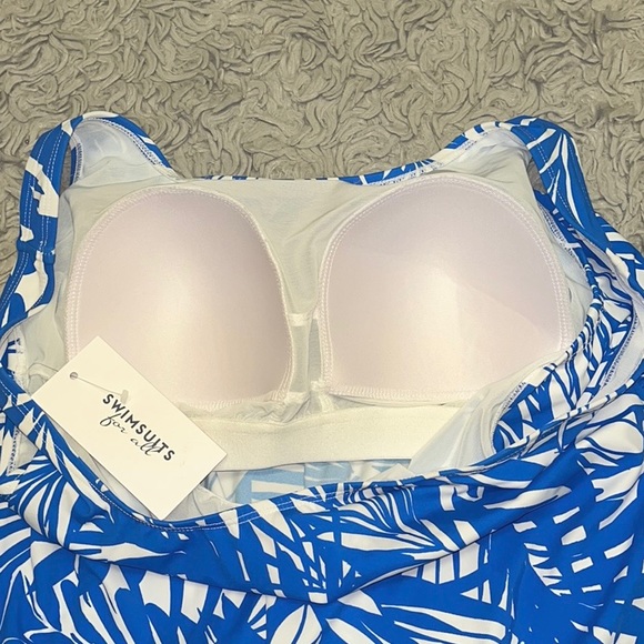 Swimsuits for All Tankini Top Swimsuit Swim Blue Floral 10 New - Picture 3 of 5